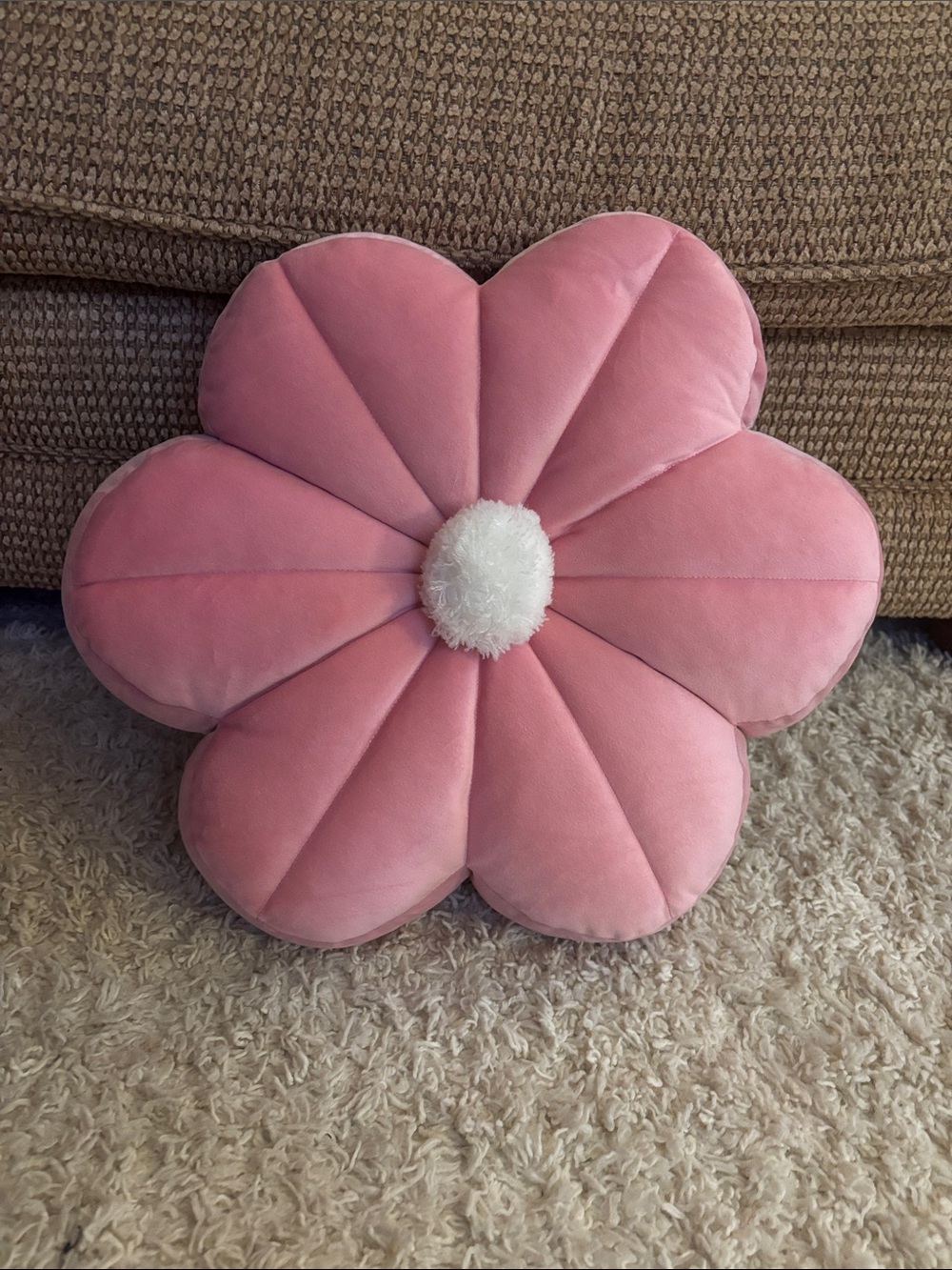 Pink Flower Plush Throw Pillow